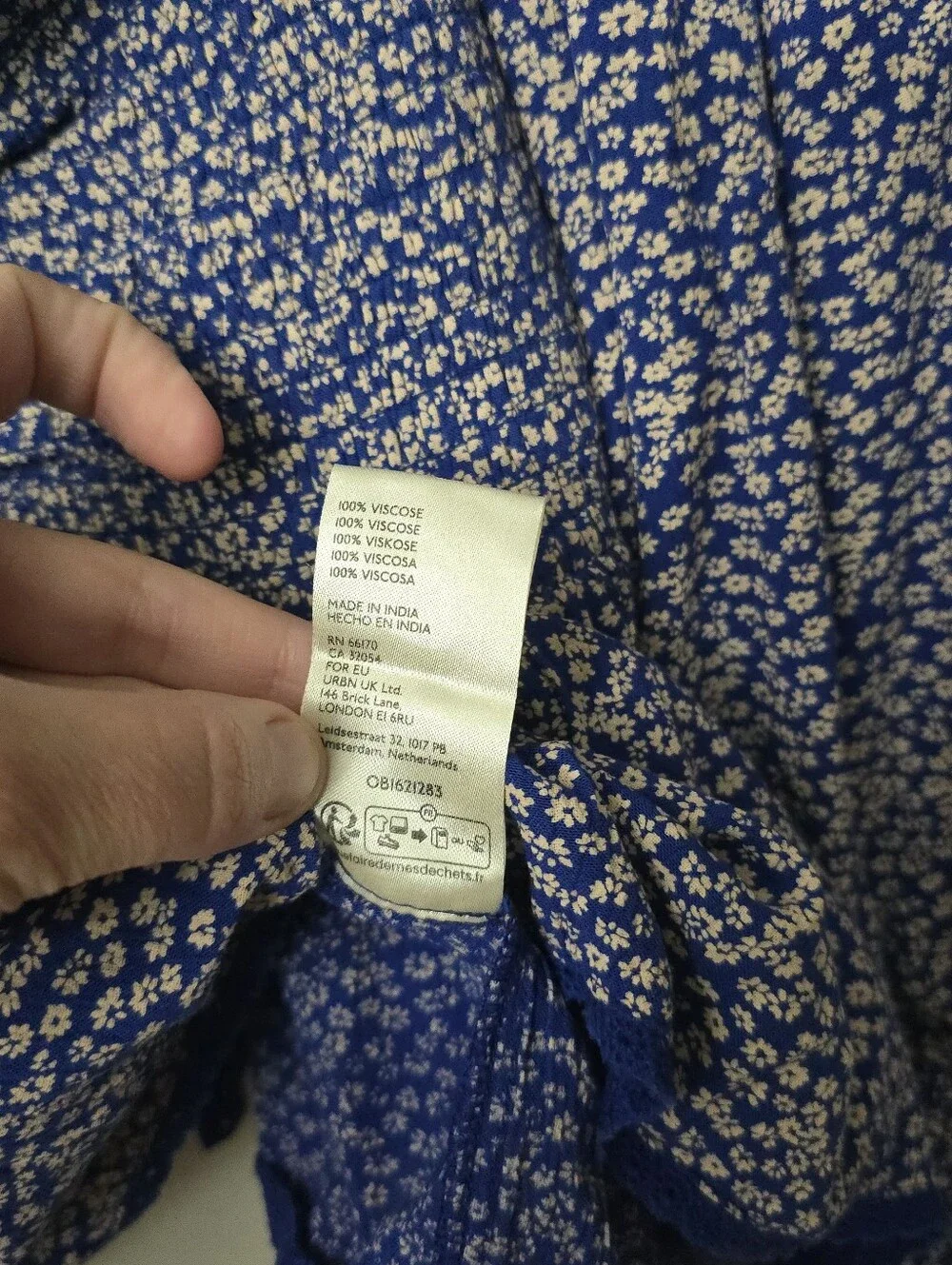 Free People Brittnee Print Smocked Blue Peplum Top Size S floral Ditzy